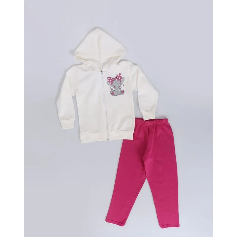Conjunto Moletinho Bebê Estampa Elefante Off White 1