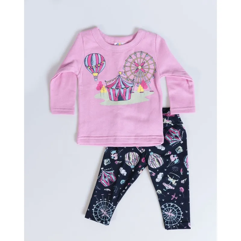 Conjunto Moletom Bebê Estampa Circo Rosa E Azul G