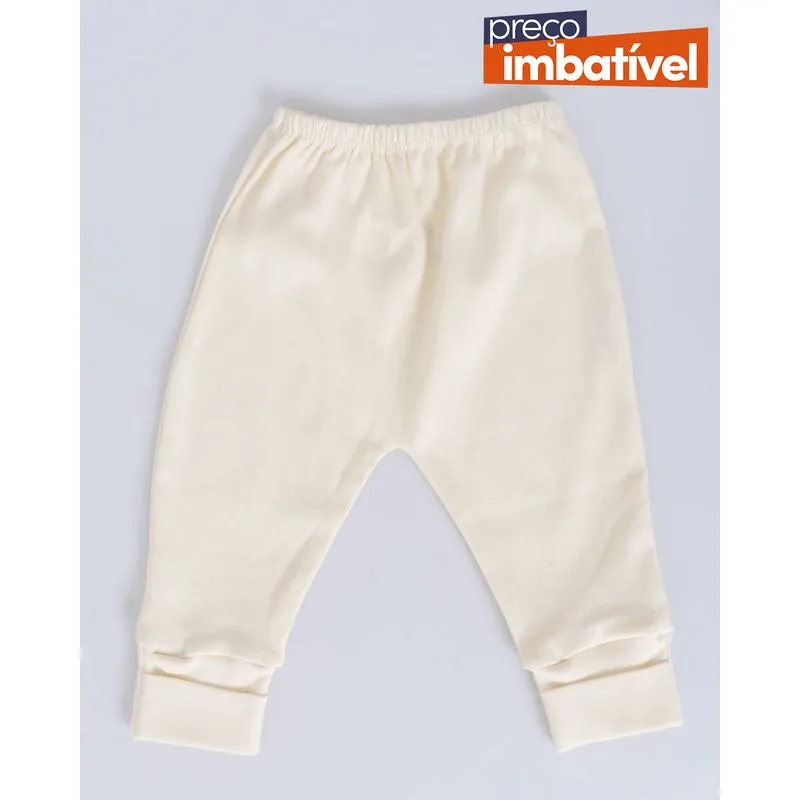 Calça Culote Bebê Com Vira Pé Bege Claro G