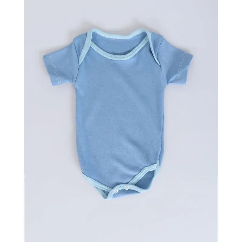 Body Bebê Manga Viés Curta Básico Azul Claro P