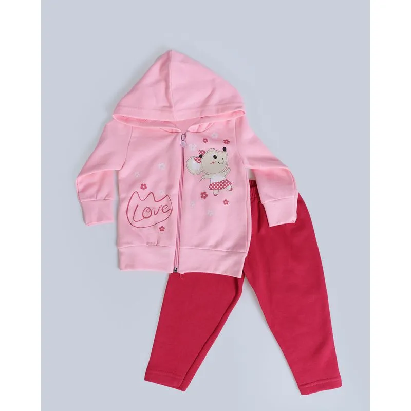 Conjunto Bebê Moletom Ratinha Rosa Claro M