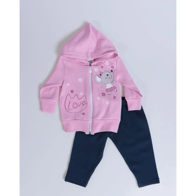 Conjunto Moletom Bebê Ratinha Lilás Claro P