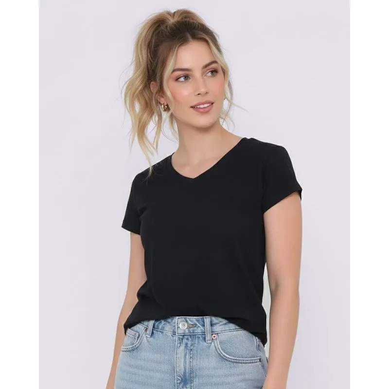 Blusa Feminina Manga Curta Preta M
