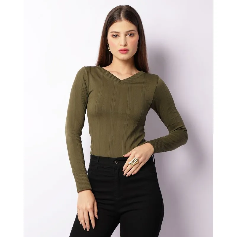 Blusa Feminina Sem Costura Manga Longa Verde M