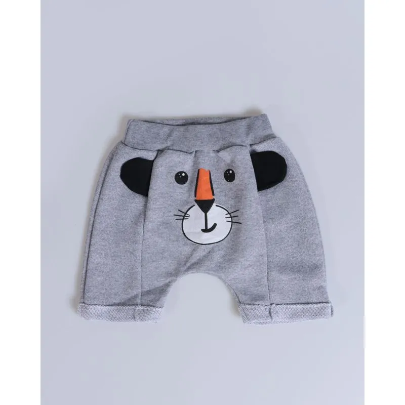 Bermuda Bebê Moletinho Estampa Urso Cinza G
