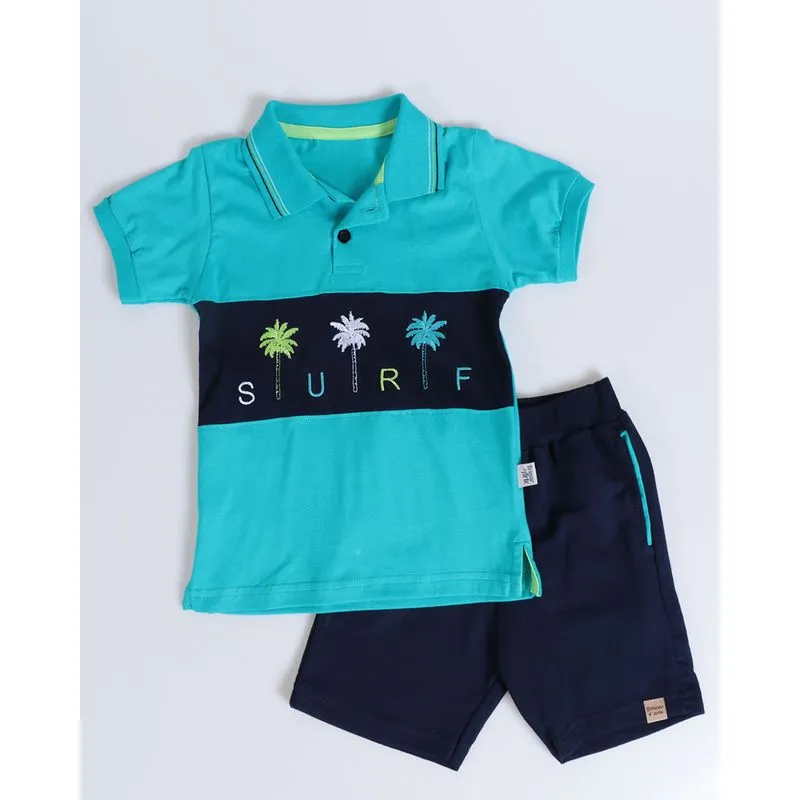 Conjunto Bebê Moletinho Estampa Surf Azul 1