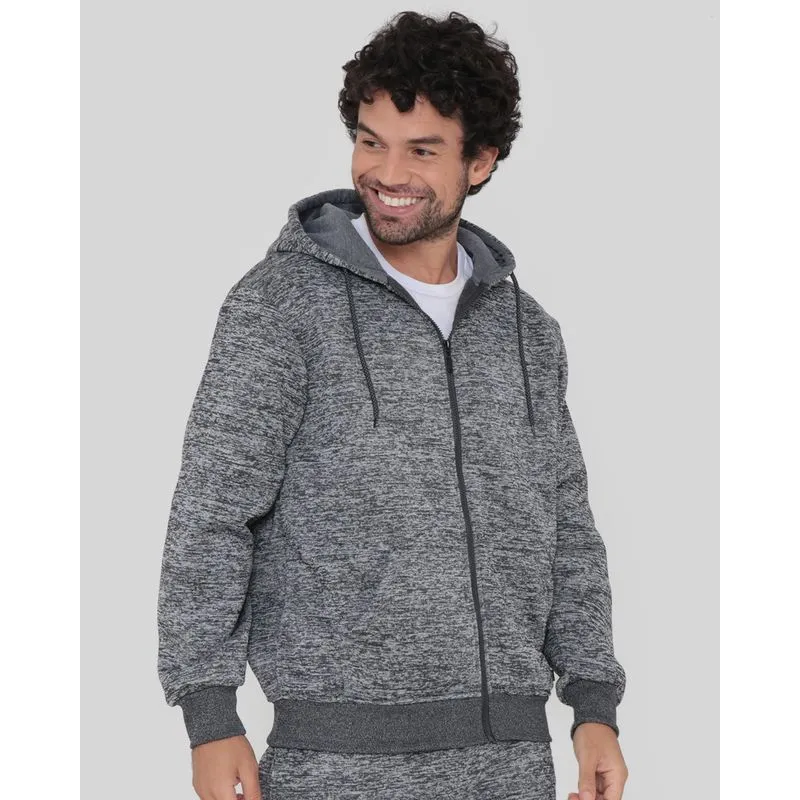 Casaco Masculino Moletom Rajado Esportivo Fitter Cinza Médio G