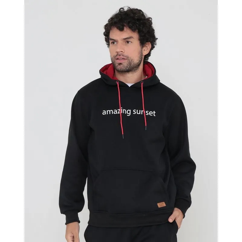 Blusão Moletom Masculino Com Capuz Amazing Preta GG