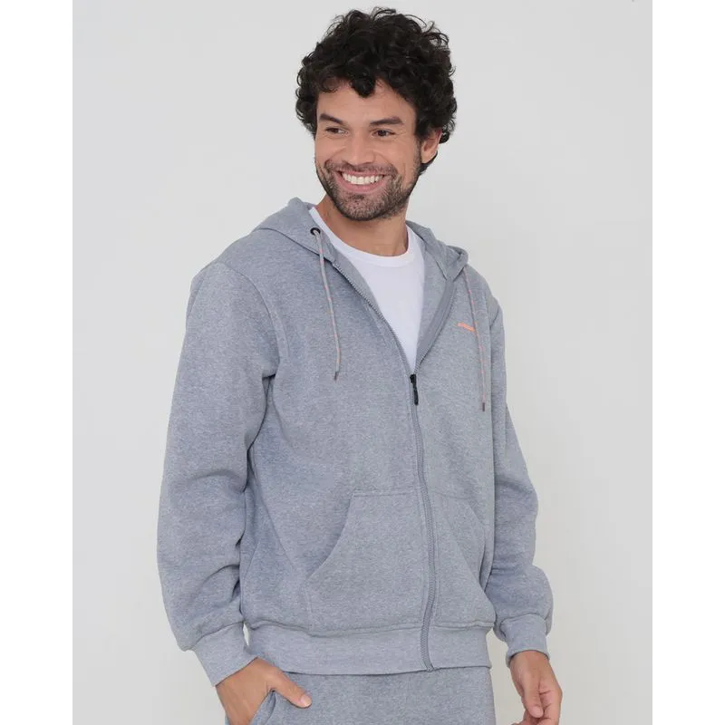 Casaco Masculino Moletom Esportivo Fitter Cinza Claro GG