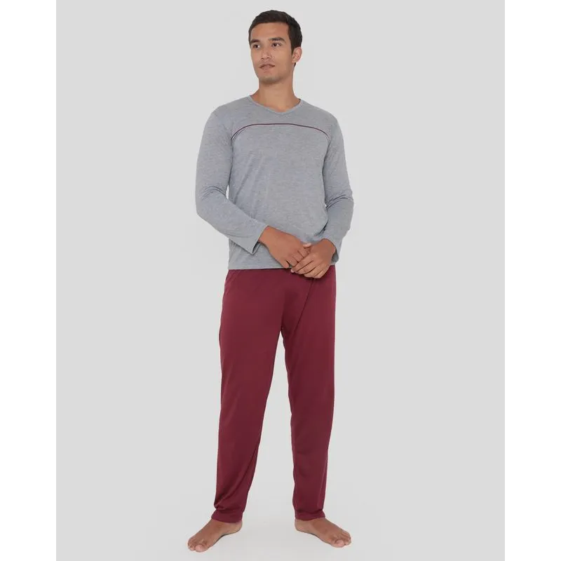 Pijama Masculino Longo Cinza Claro P