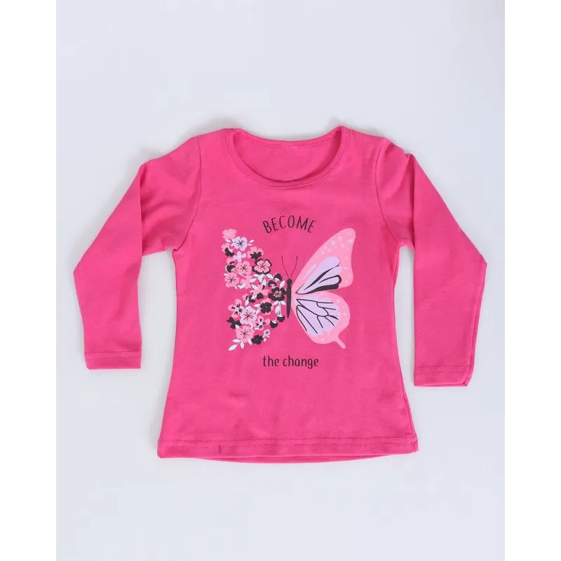 Blusa Bebê Manga Longa Borboleta Rosa 2