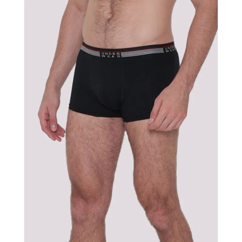 Cueca Boxer Algodão Cós Estampado Preta P