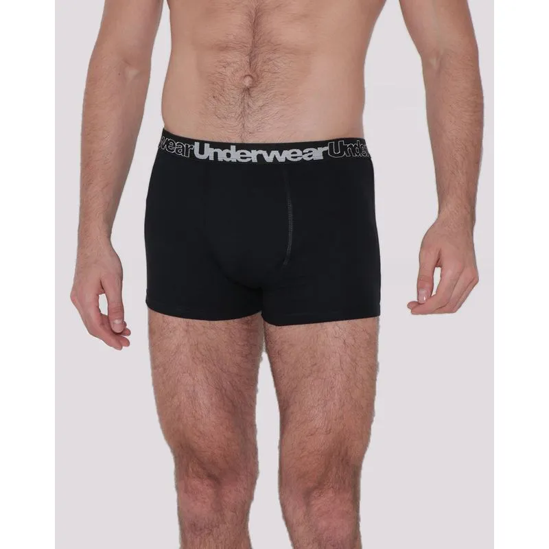 Cueca Boxer Algodão Cós Elástico Branco Preta P