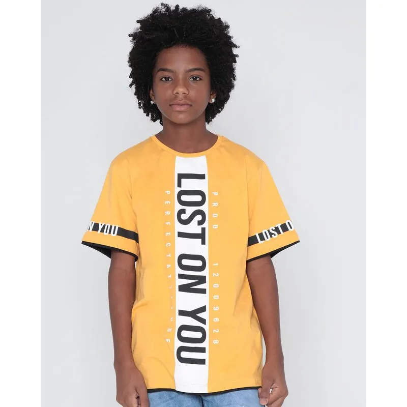 Camiseta Juvenil Estampa Lost On You Mostarda 12