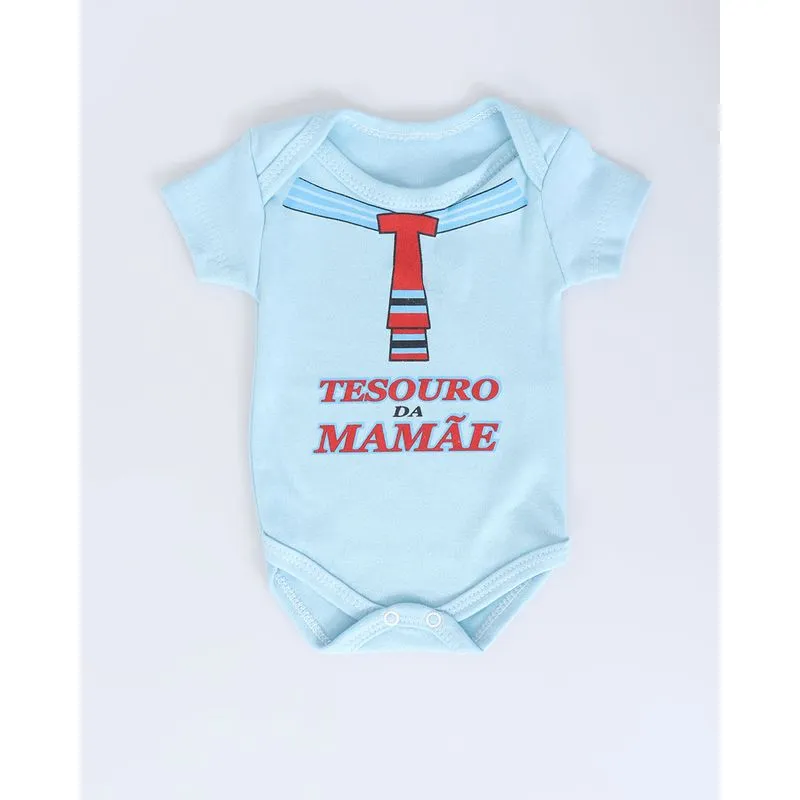 Body Bebê Manga Curta Tesouro da Mamãe Azul Claro G