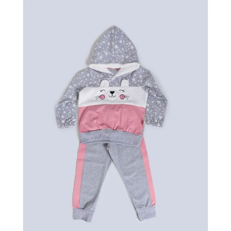 Conjunto Bebê Moletinho Calça Jogger Blusão Urso Polar Cinza 3
