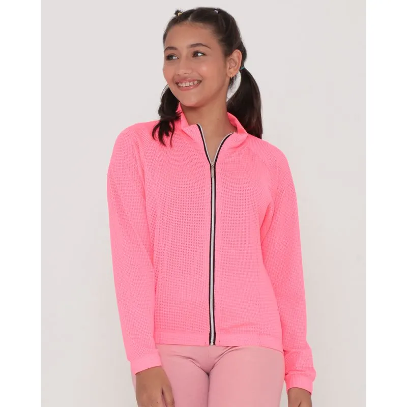 Jaqueta Juvenil Em Tela Rosa Neon 16