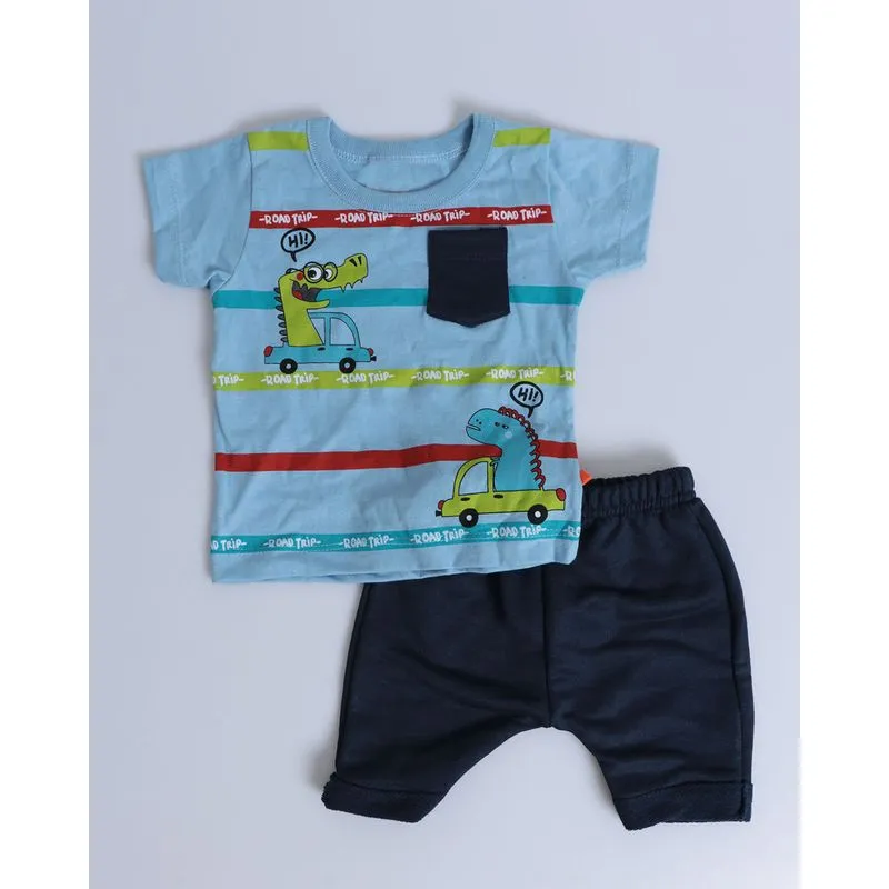 Conjunto Bebê Moletinho Estampa Jacaré Azul P