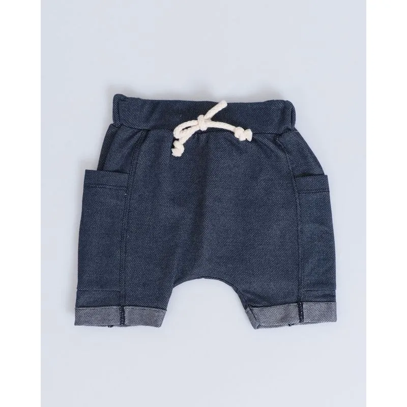 Bermuda Jeans Moletinho Saruel Bebê Azul Escuro P