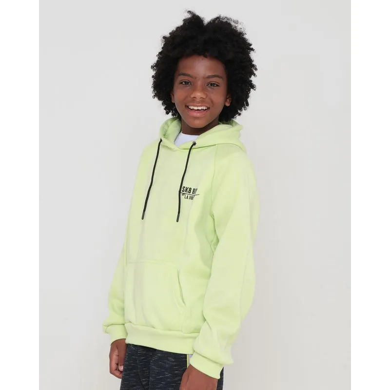 Blusão Moletom Juvenil Com Capuz Neon Verde 12