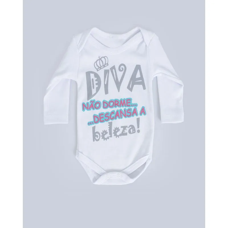 Body Bebê Manga Longa Baby Diva Branco P