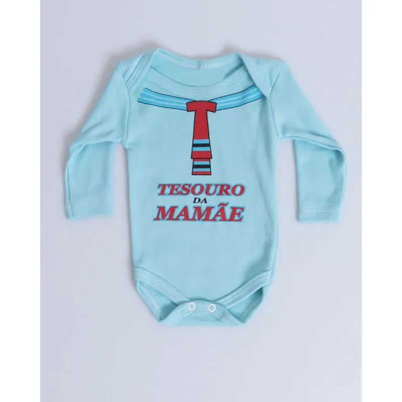 Body Bebê Estampa Tesouro Da Mamãe Azul Claro P