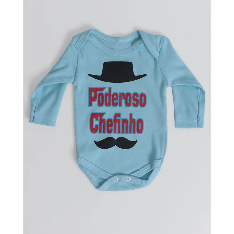 Body Bebê Manga Longa Poderoso Chefinho Azul M