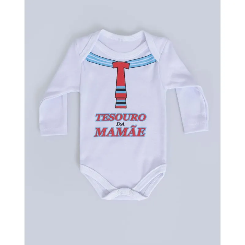 Body Bebê Manga Longa Tesouro Da Mamãe Branco M