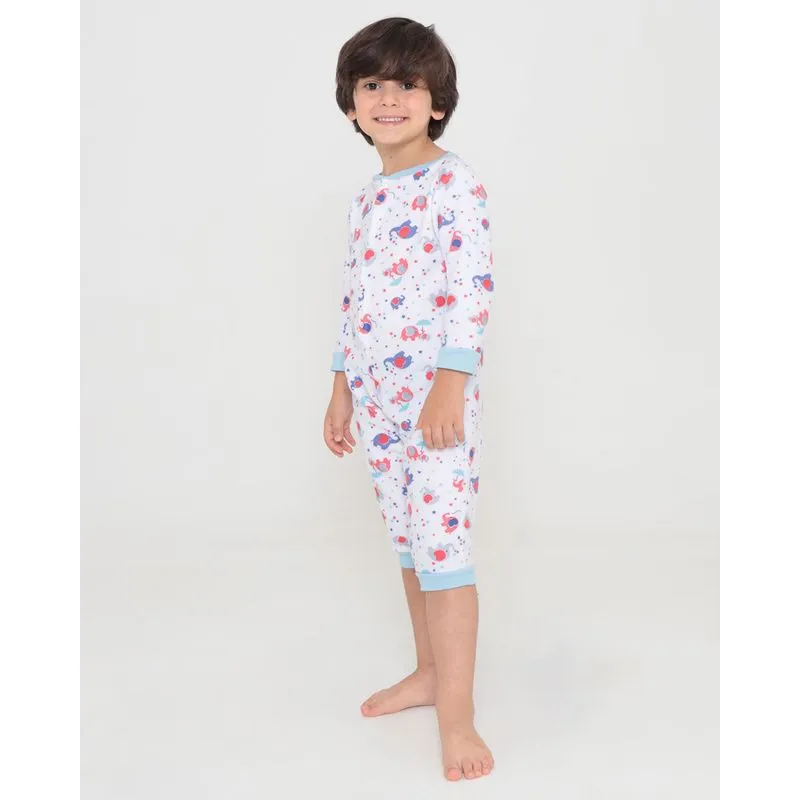 Macacão Infantil Soft Estampa Elefante Branco 4