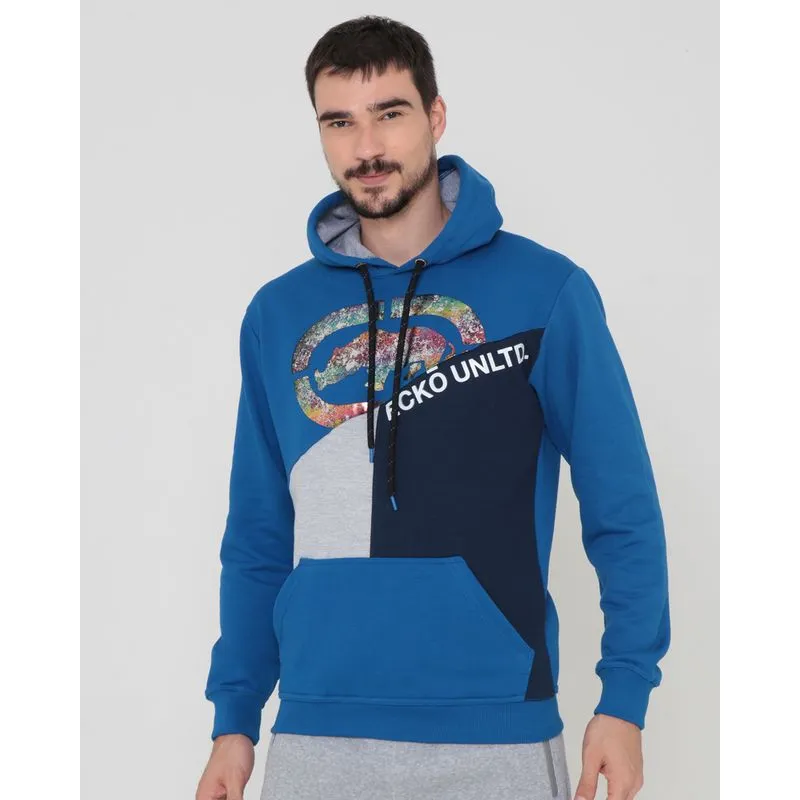 Blusão Moletom Masculino Ecko Estampa Colorida Azul Médio G