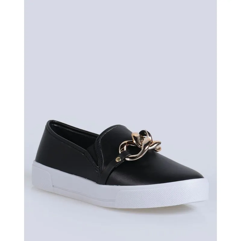 Tênis Slip On Feminino Corrente Preto 35