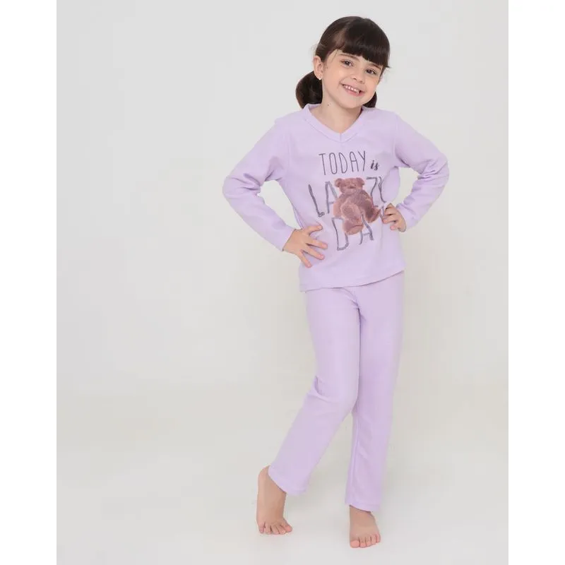Pijama Infantil Soft Estampa Urso Lilás 8