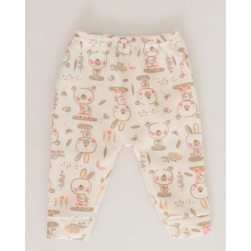 Calça Bebê Soft Estampa Ursinho Patinete Bege M