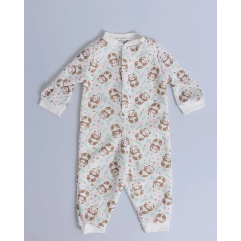 Macacão Bebê Soft Estampa Panda Off White 1