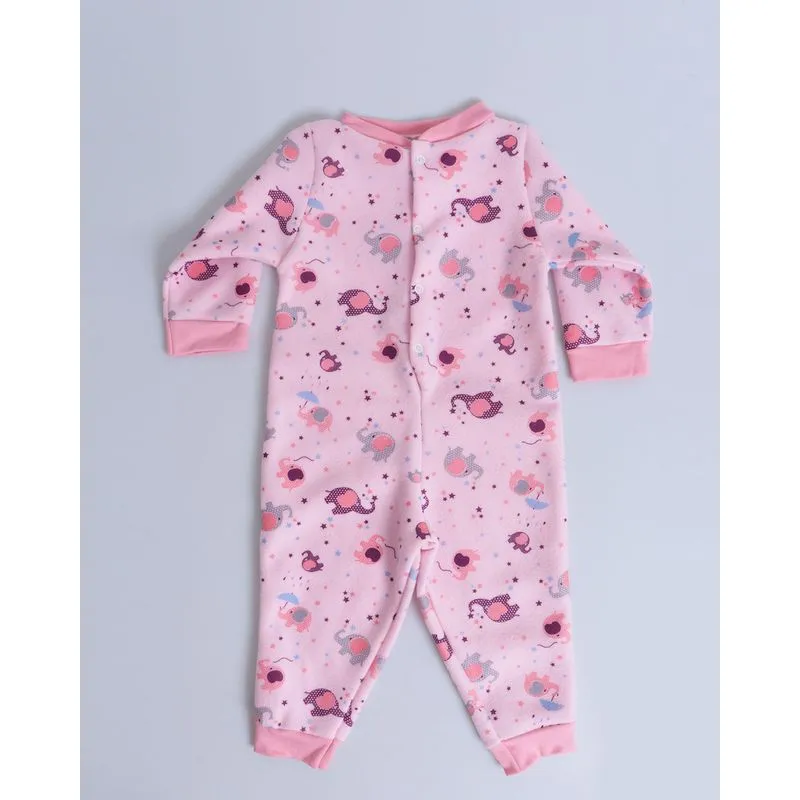 Macacão Bebê Soft Estampa Elefante Rosa 1