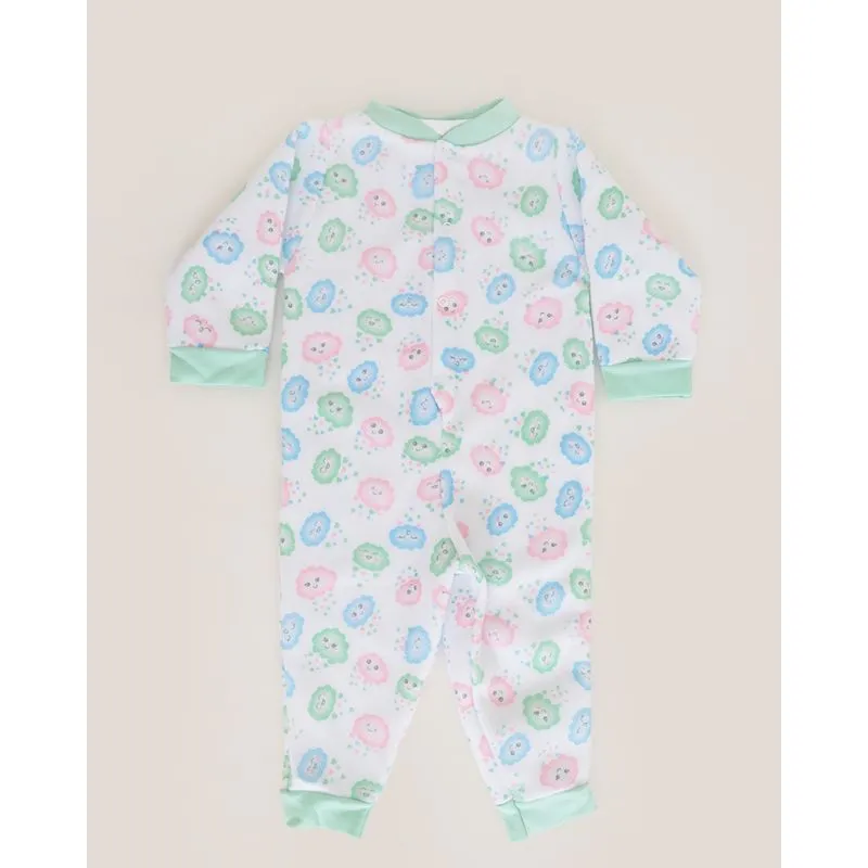 Macacão Bebê Soft Estampa Nuvem Verde E Branco 1