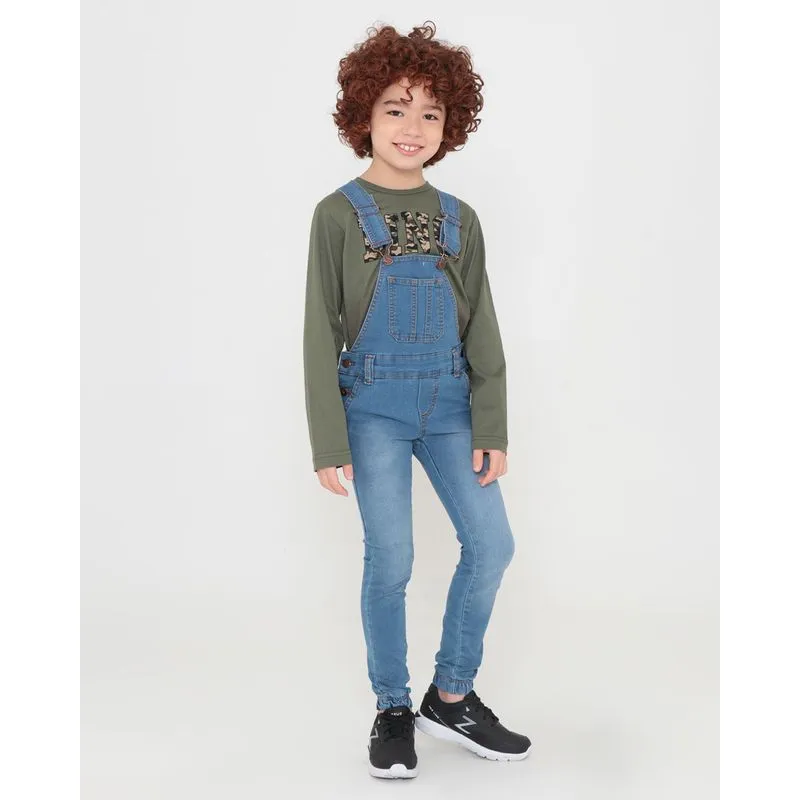 Jardineira Jeans Infantil Azul 6