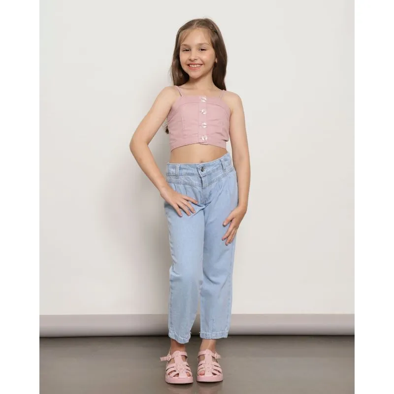 Calça Jeans Infantil Paper Bag Azul 8