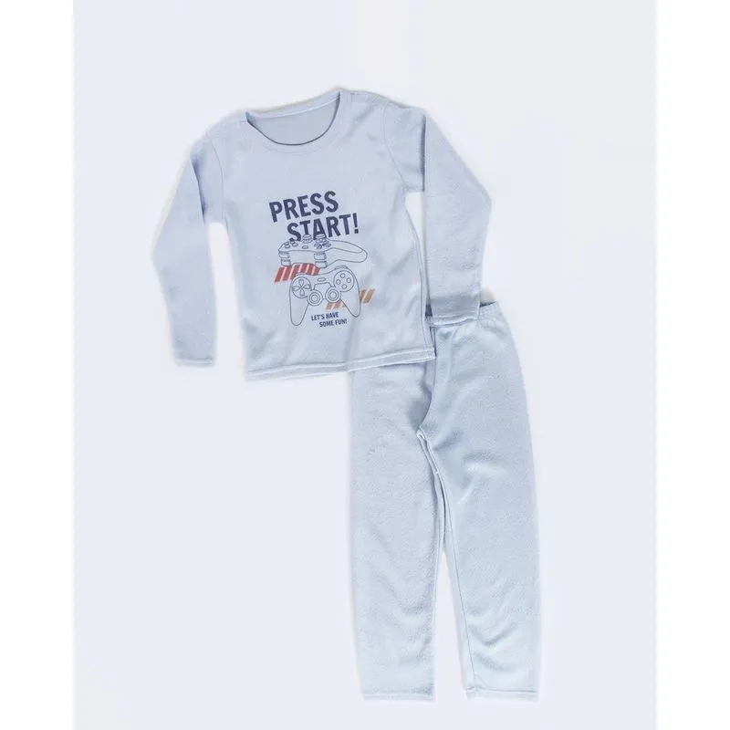 Pijama Juvenil Soft Estampa Press Start Cinza 10