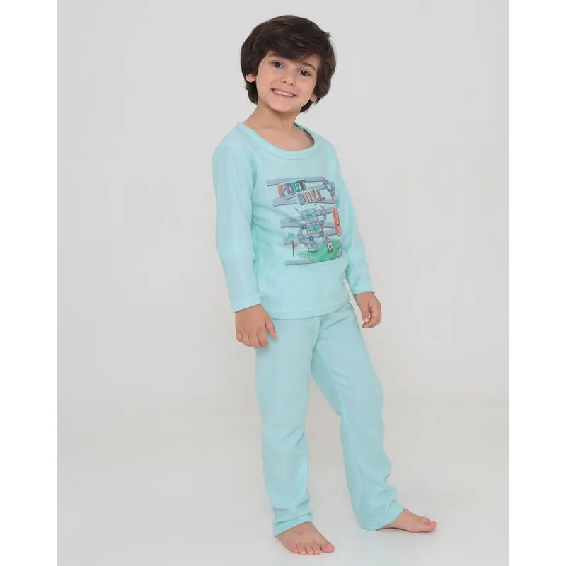 Pijama Infantil Soft Manga Longa Estampa Robô Verde 8
