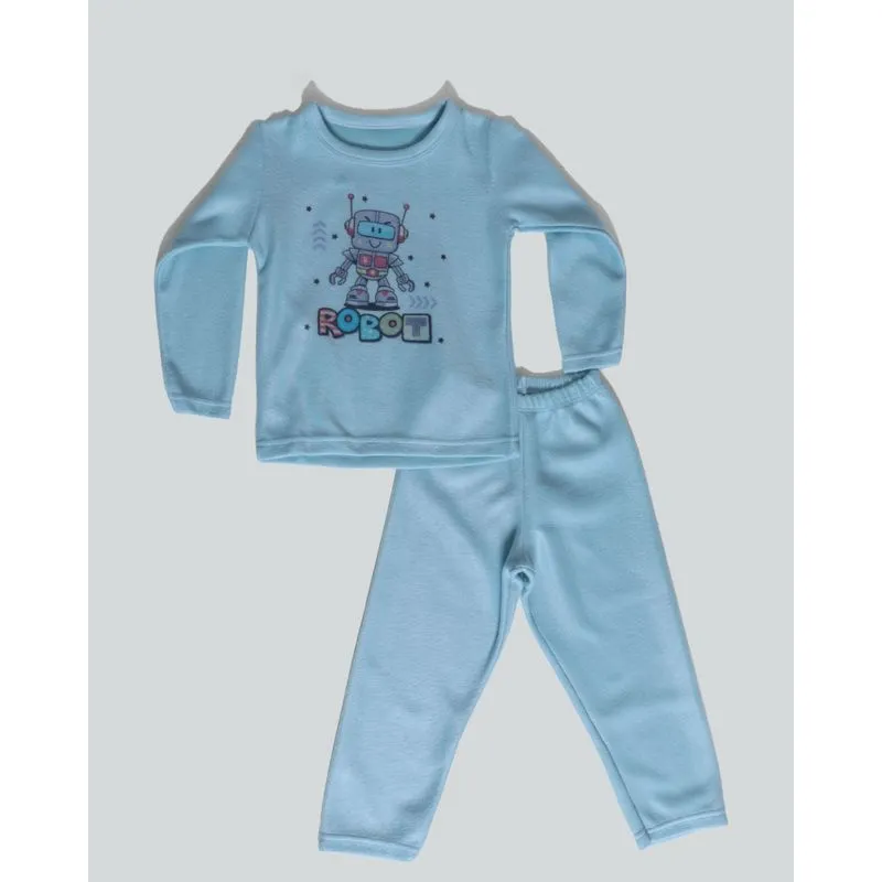 Pijama Bebê Soft Gola Careca Estampa Robô Azul 2