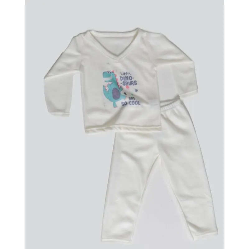 Pijama Bebê Soft Gola Careca Dinossauro Off White 2