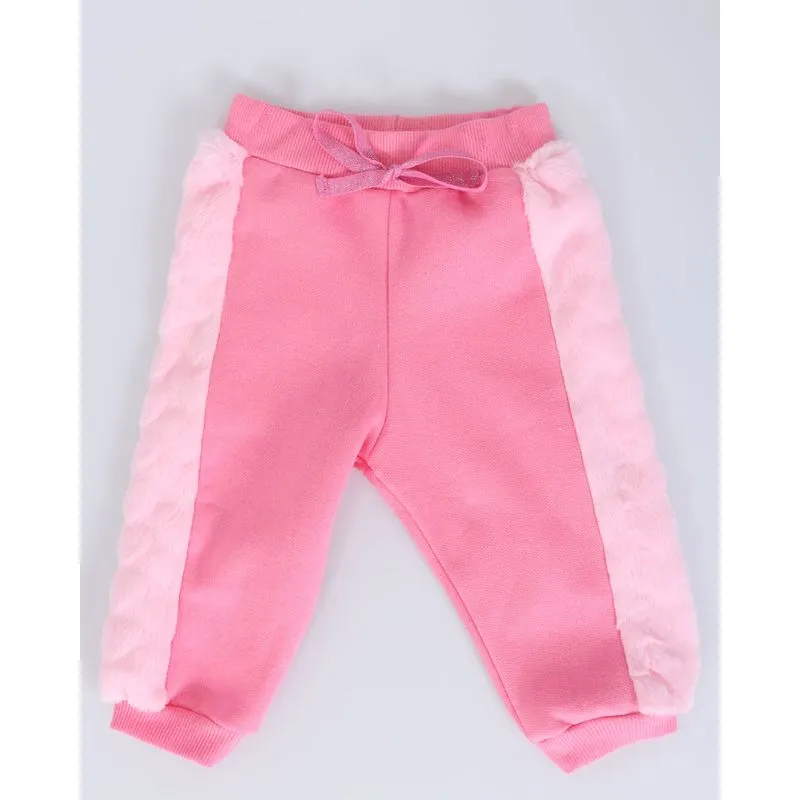 Calça Moletom Bebê Jogger Com Pelinhos Rosa M