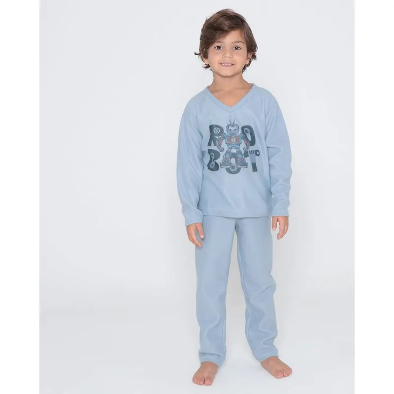 Pijama Infantil Soft Estampa Robô Cinza 8