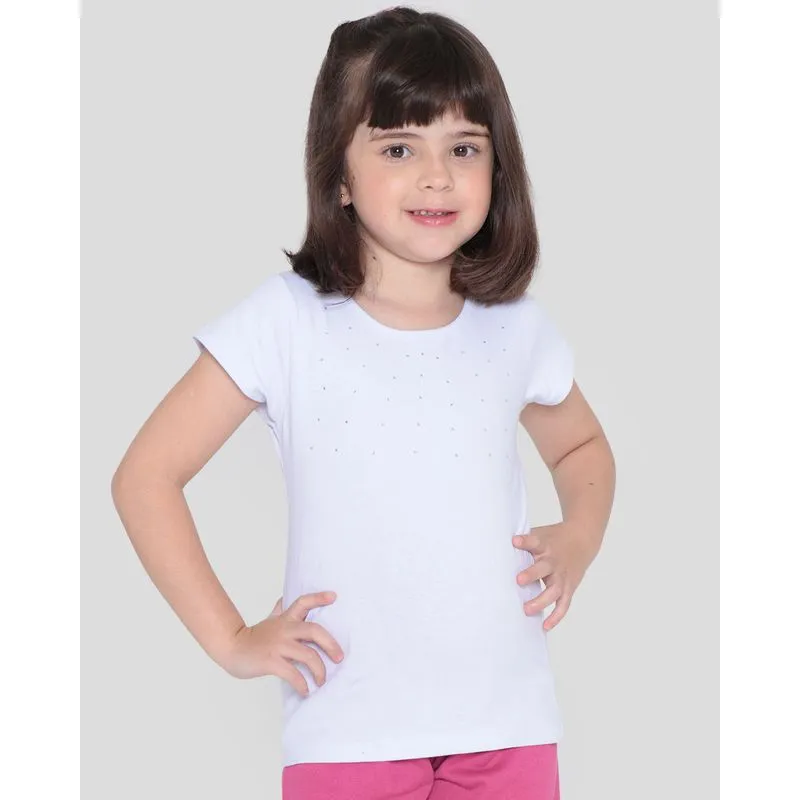Blusa Infantil Malha Strass Branca 4