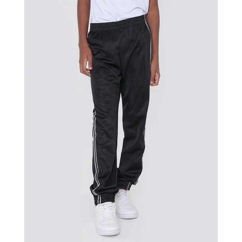 Calça Helanca Juvenil Jogger Viés Lateral Preta 10