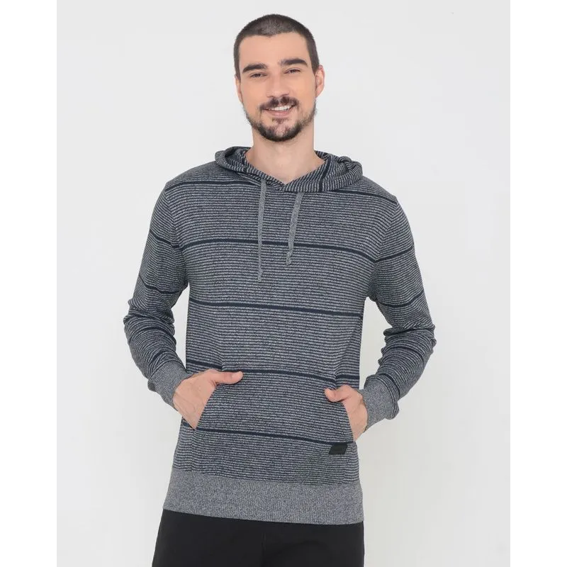Suéter Masculino Tricô Com Capuz Listrado Marinho G