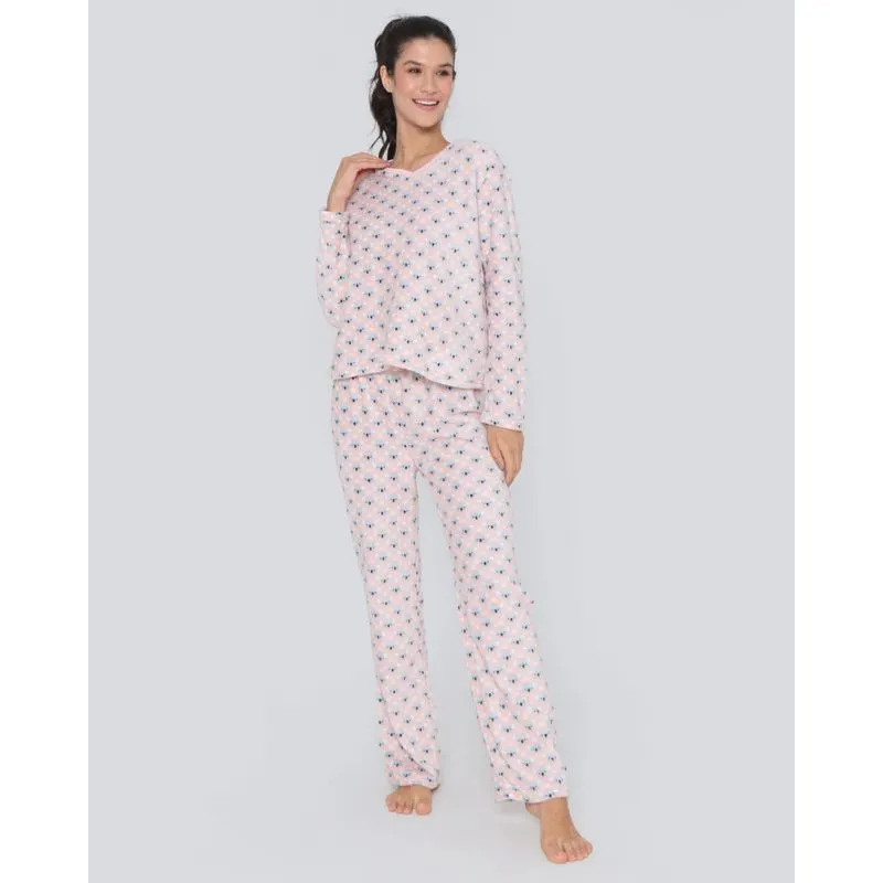 Pijama Feminino Longo Soft Coala Rosa Claro G
