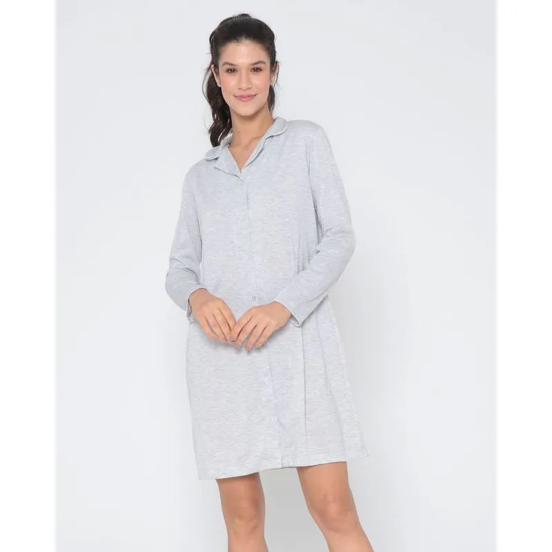 Camisola Americana Manga Longa Curta Cinza Claro P