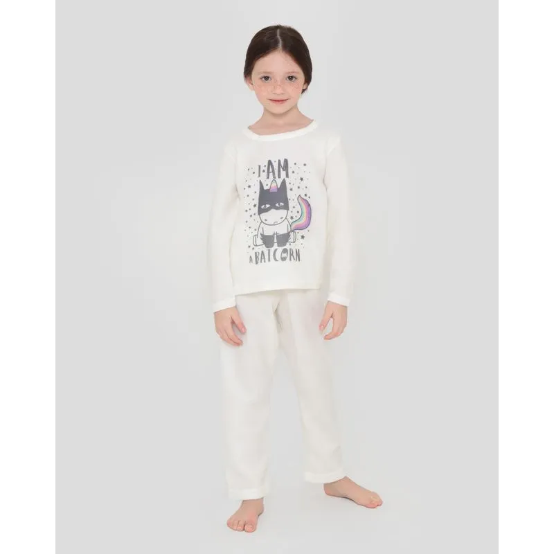 Pijama Infantil Soft Estampa Unicórnio Morcego Off White 6